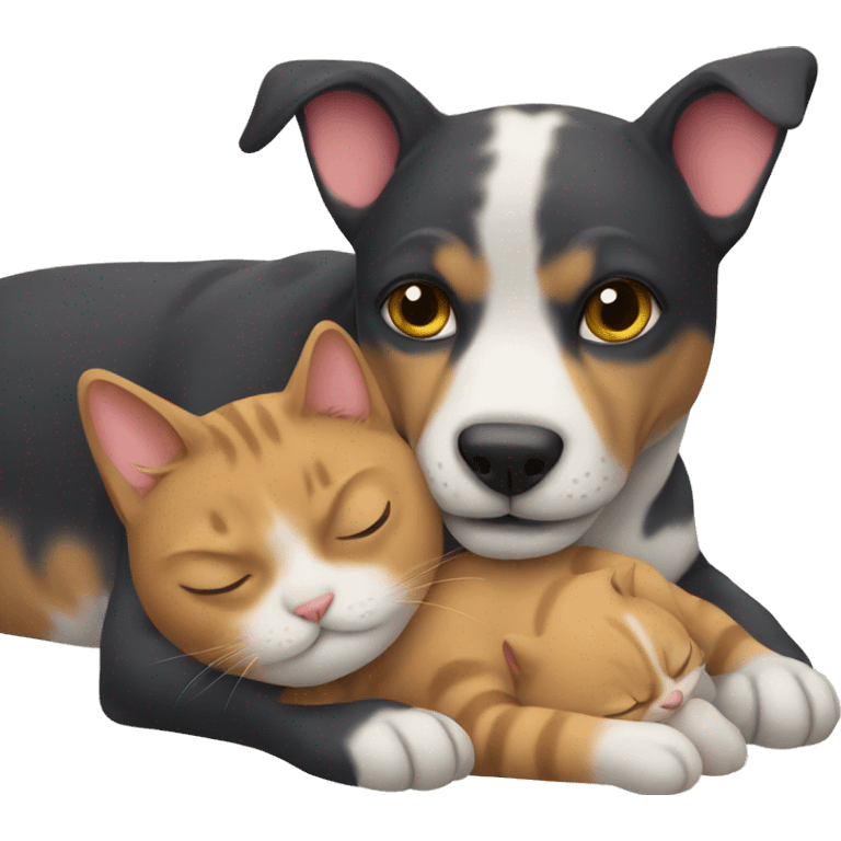 Cat cuddling dog emoji