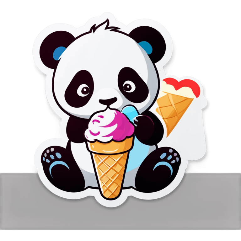 Panda eating ice cream emoji