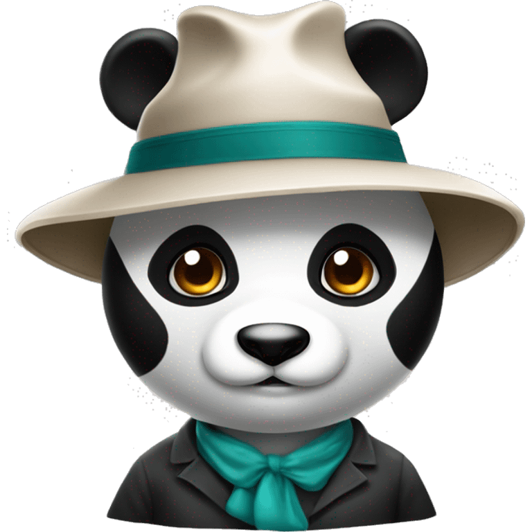 Um panda usando chapéu gravata e terno  emoji