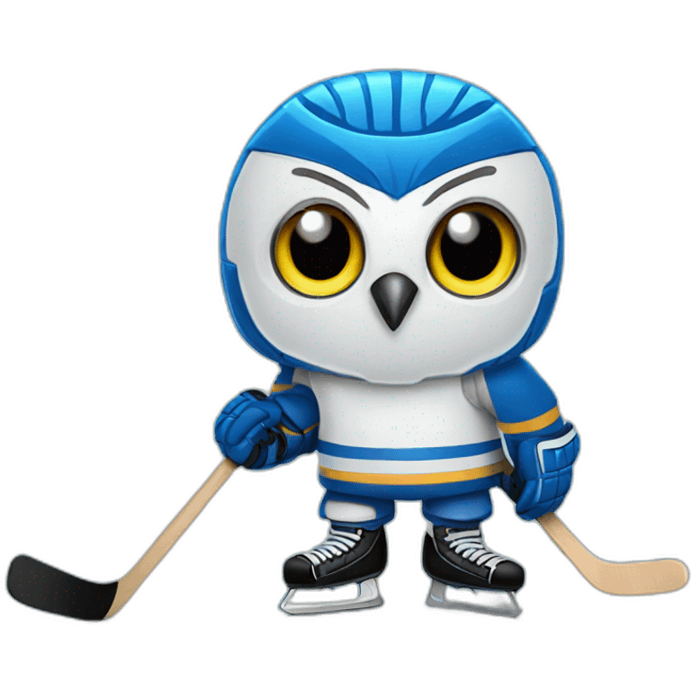 Owl playing ice hockey emoji