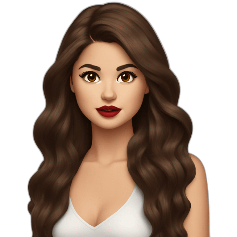 selena-gomez-long-brown-hair-lipstick emoji