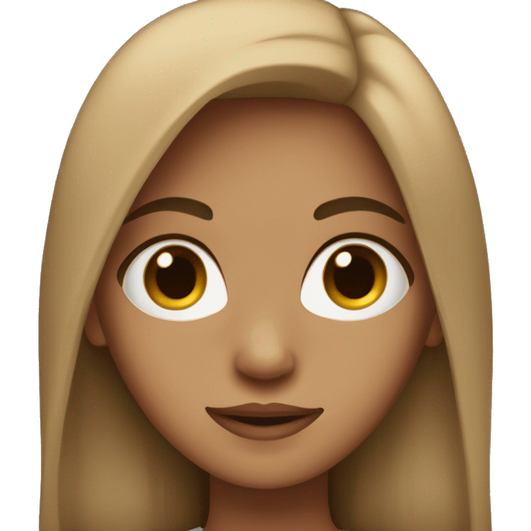 Girl with long dark brown hair, light brown skin. emoji