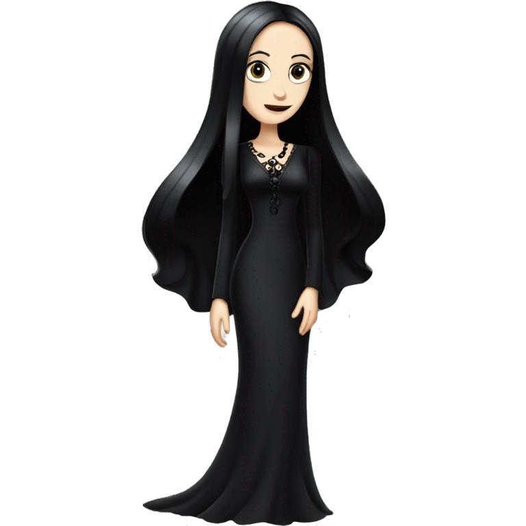 teen Morticia Addams,cute,showing off, show full body, accessories, dress  emoji