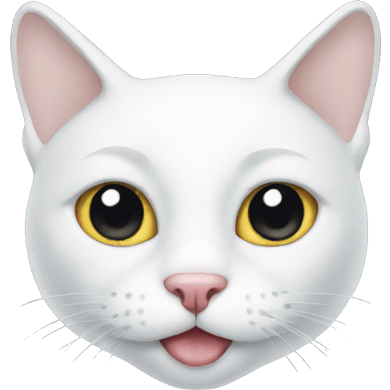 White cat wearing a muzzle emoji