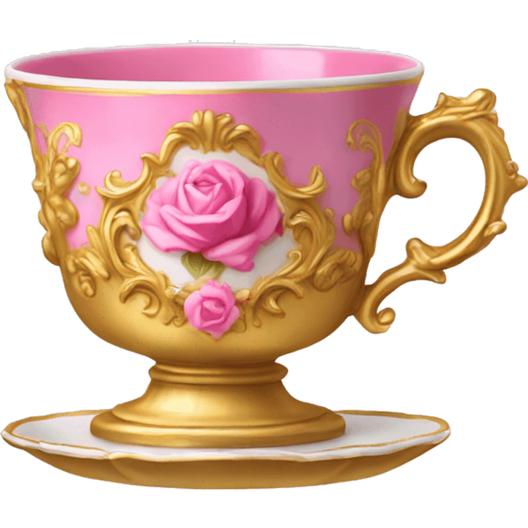 Gold and pink rococo tea cup emoji