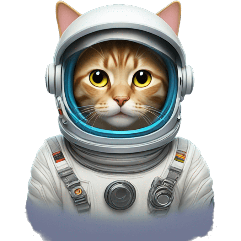 a cat wearing astronaut helmet  fluorescent colors  emoji