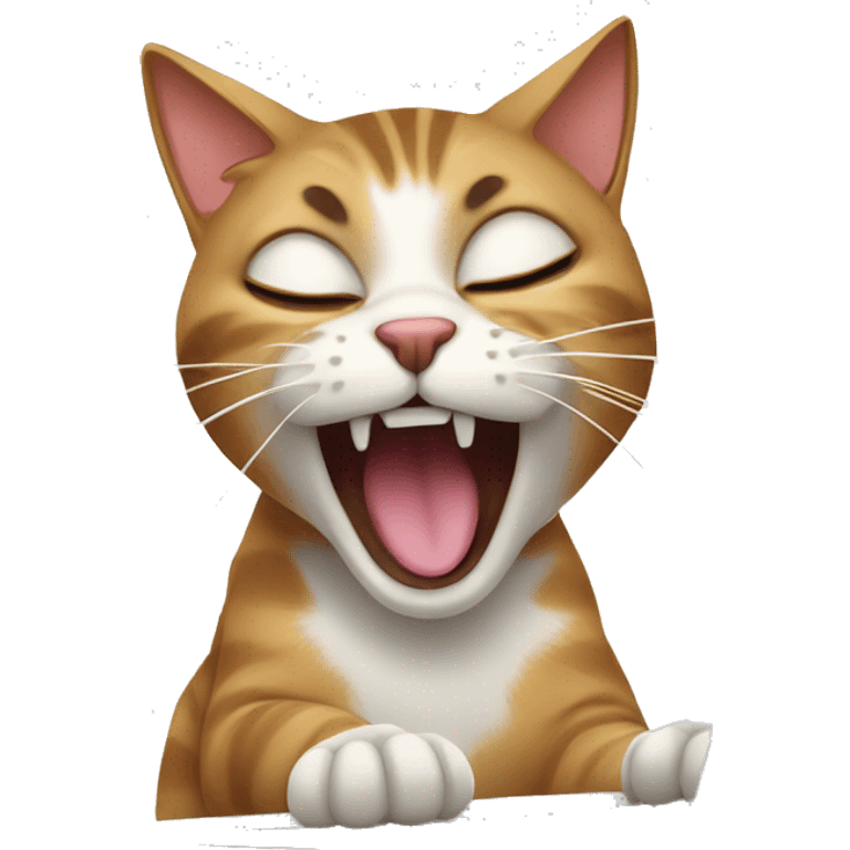 Cat yawning on laptop  emoji