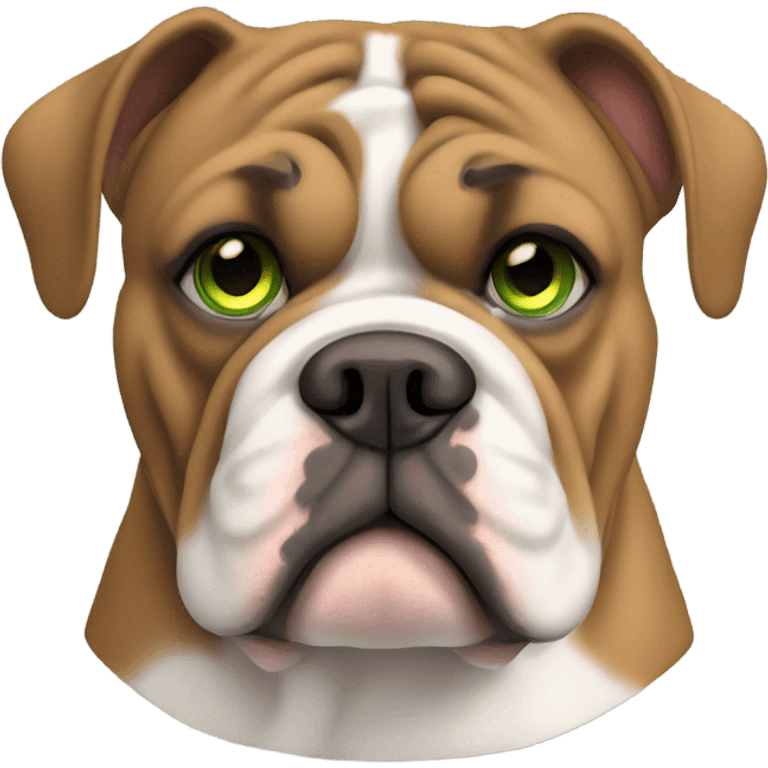 English bulldog mix pocket bully brown with green eyes emoji