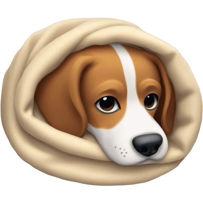 Beagle under warm cozy blanket emoji