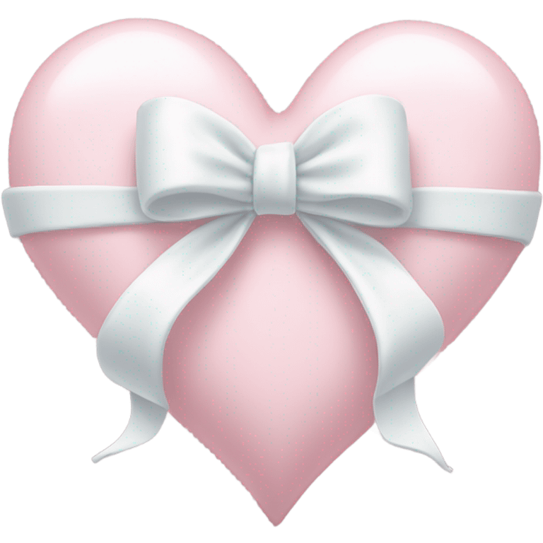 Pastel pink heart with white bow emoji