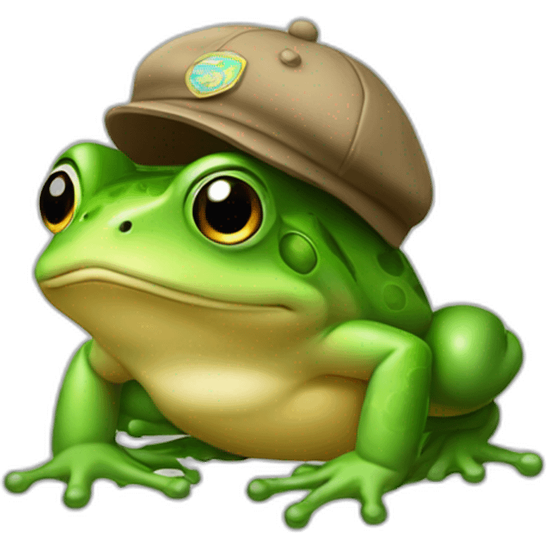 Un grenouille avec une casquette emoji