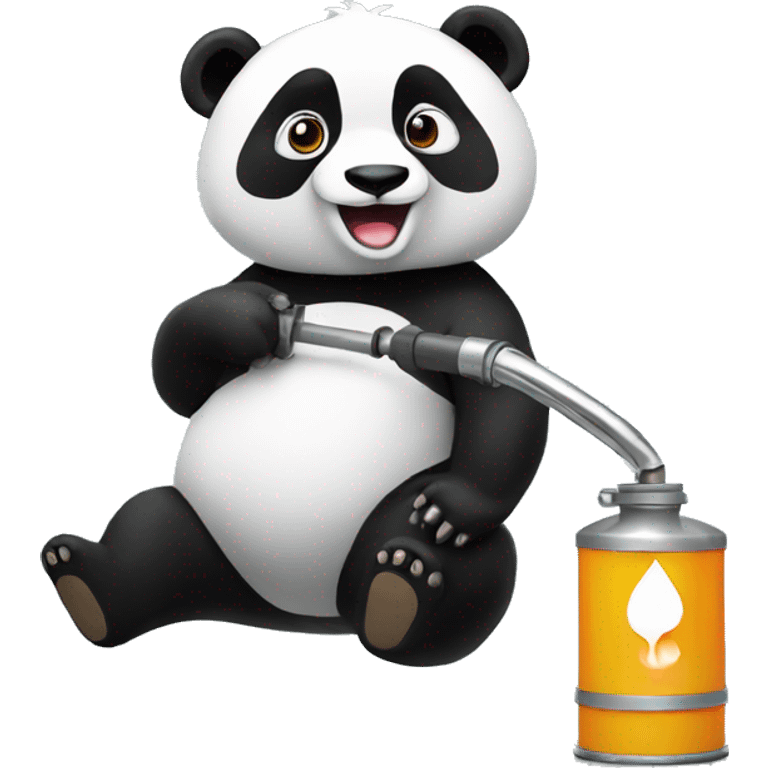 Panda pouring petrol emoji