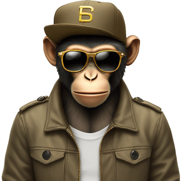 Monkey with sunglasses with hat nike emoji