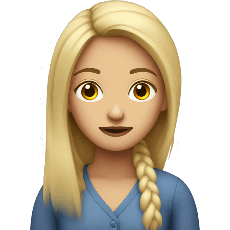 Mujer rubia de pelo largo con insomnio emoji