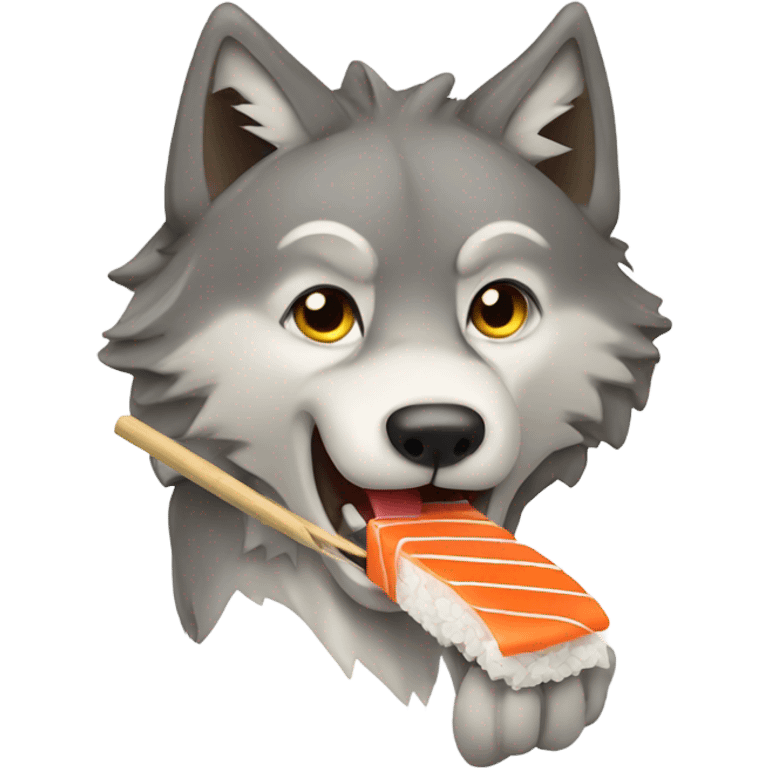 Wolf eating sushi emoji