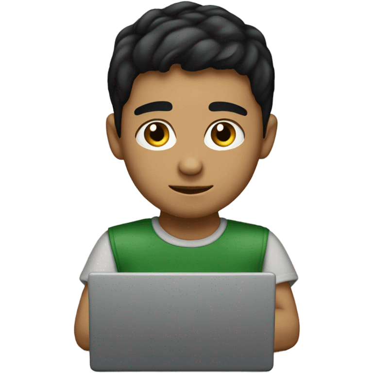 light skinned italian boy with short black hair on his laptop emoji