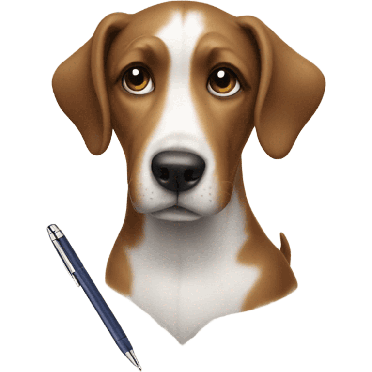 Dog with a pen emoji