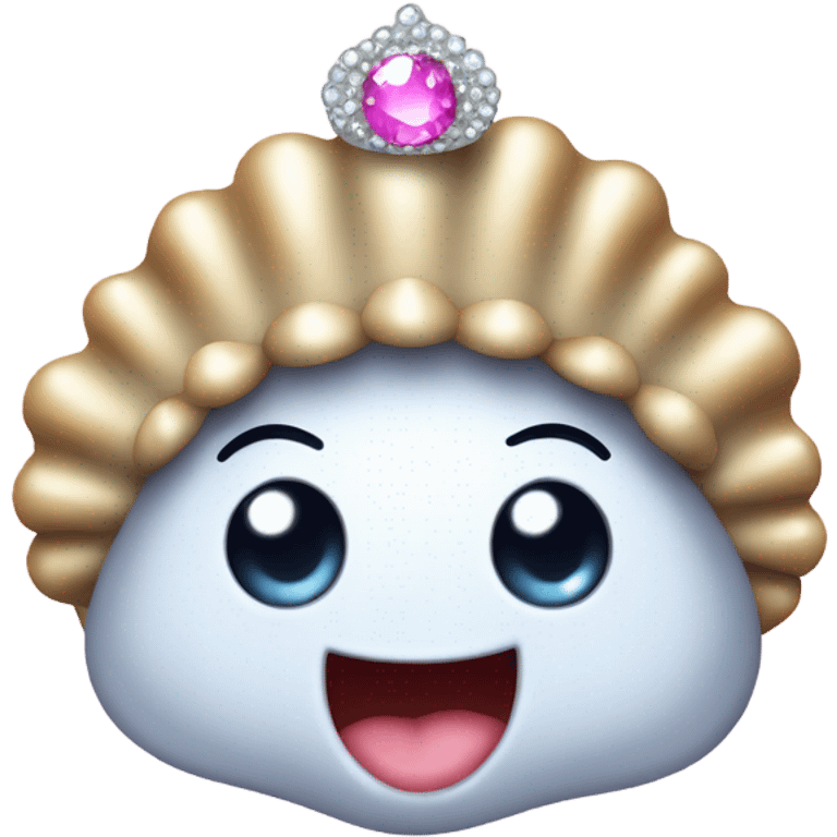 A cute oyster with a tiara  emoji