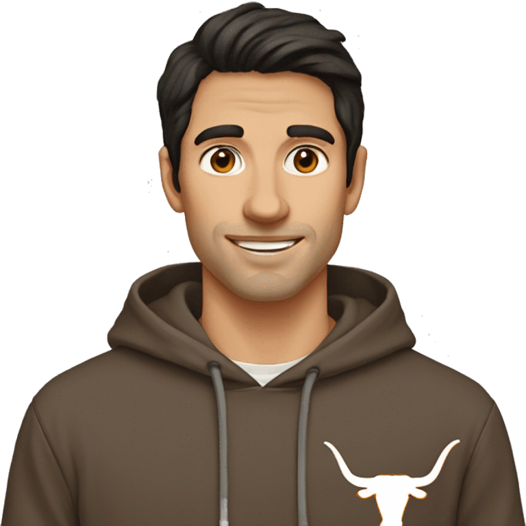 Man with dark hair, pale skin, orange Texas Longhorns hoodie emoji