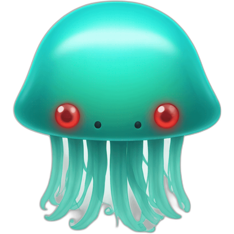 turquoise ghostly jellyfish with red eyes emoji