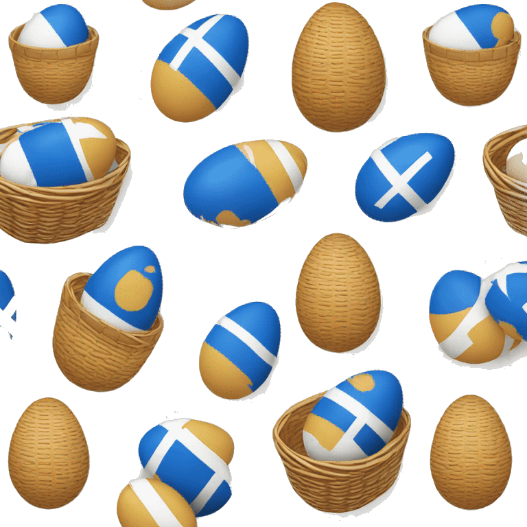 easter basket with greek and european flag eggs emoji