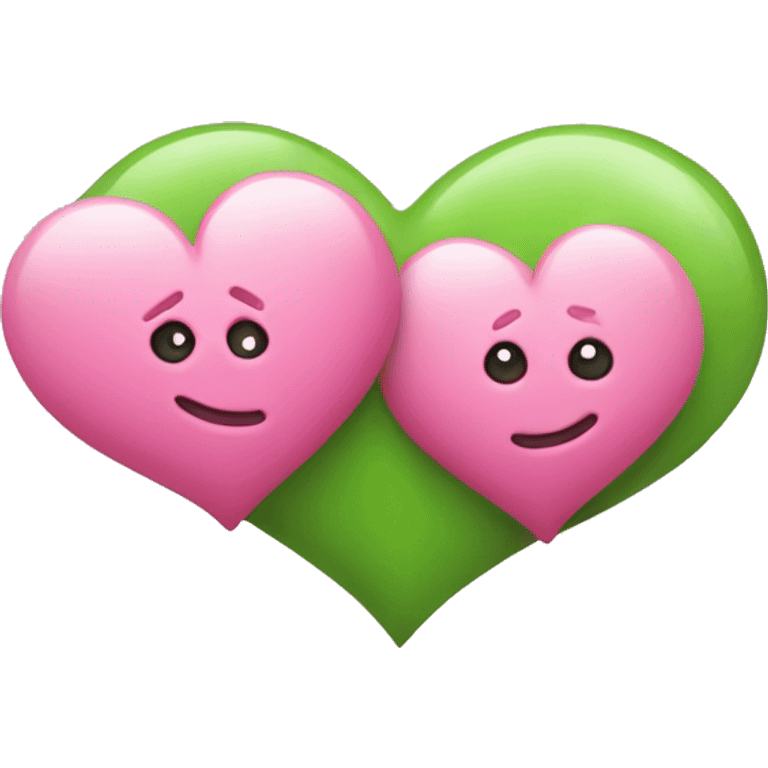 two hearts, where one is green and one is pink emoji