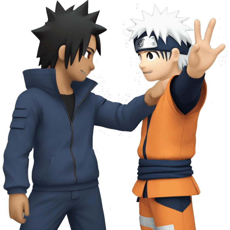 Naruto giving sasuke a high five emoji