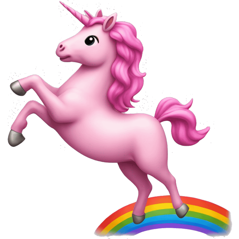 Pink unicorn dancing on rainbow ￼ emoji