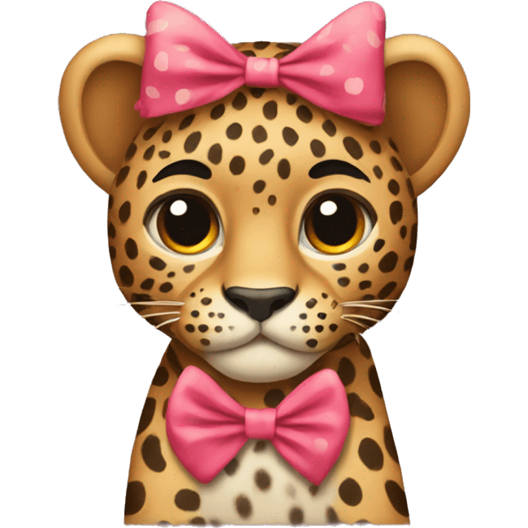 leopard wearing a bow emoji