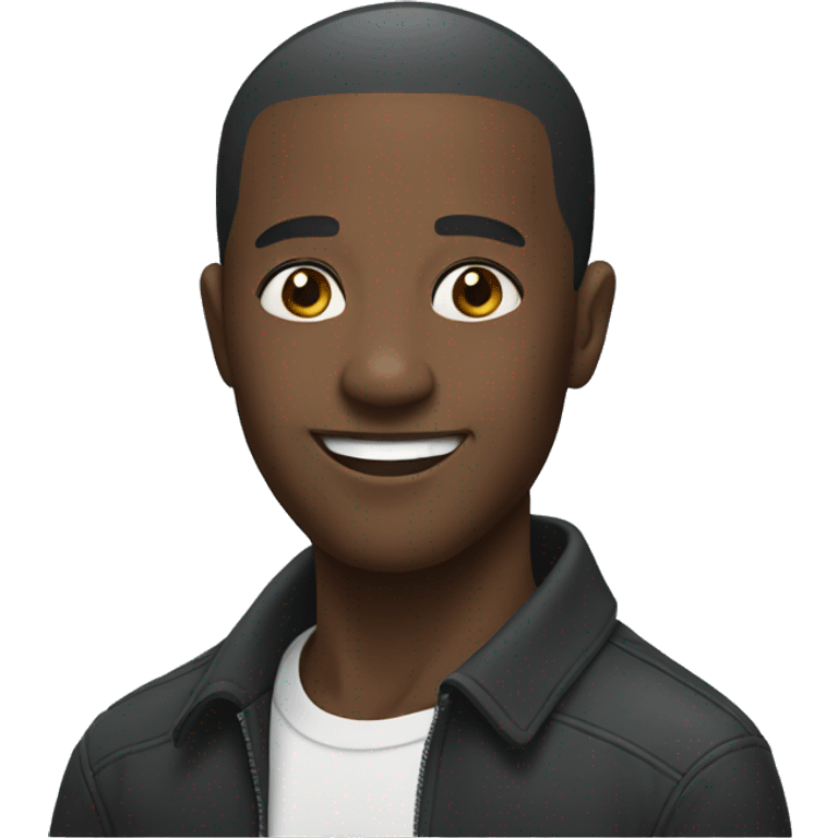 A black man with short hair smiling emoji