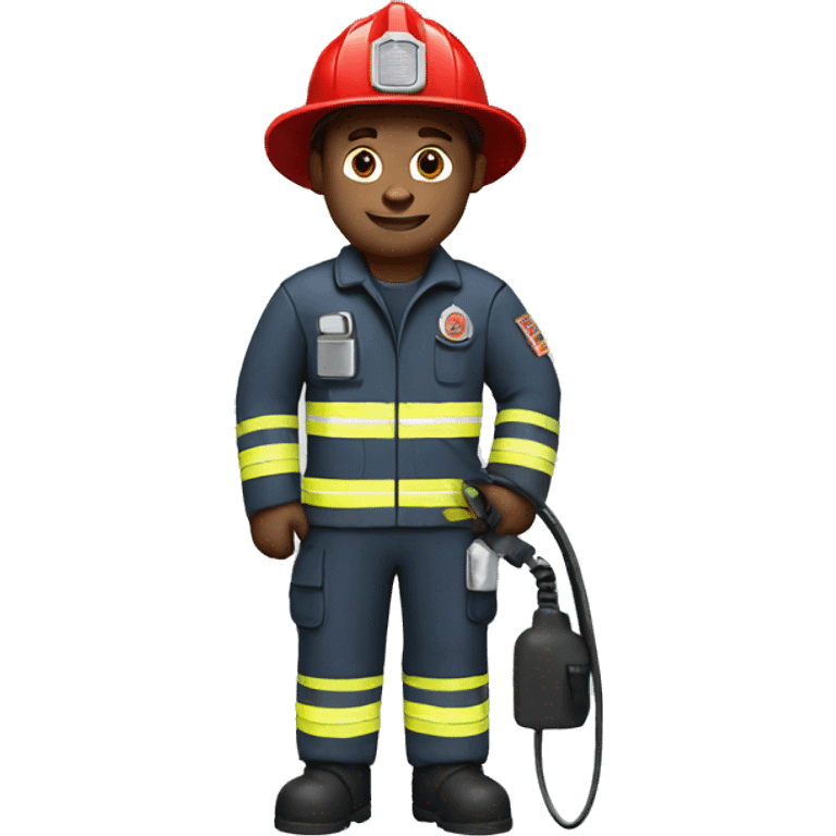 Firefighter holding a usb cable emoji