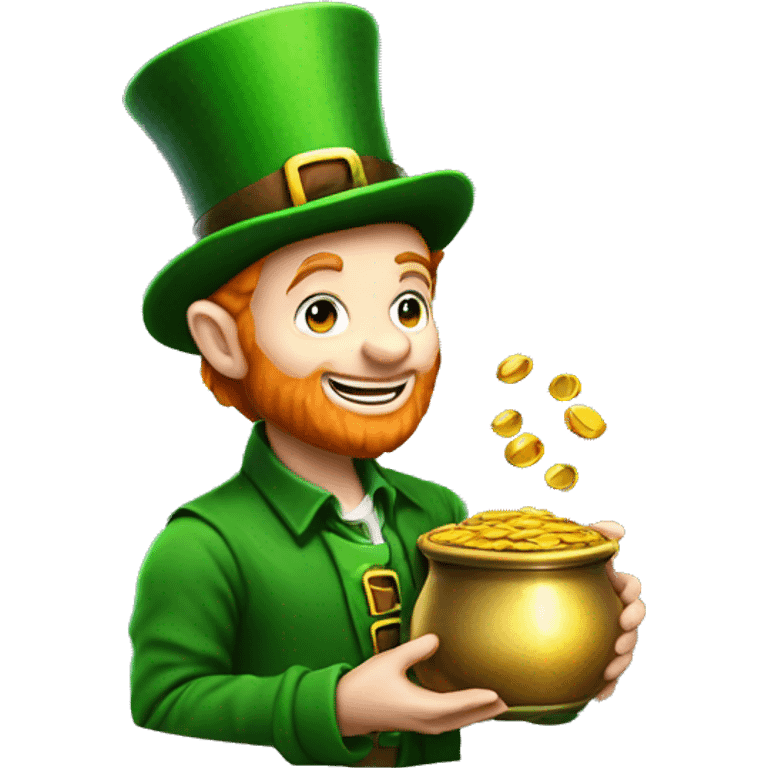 Leprechaun with pot of gold at rainbow end emoji