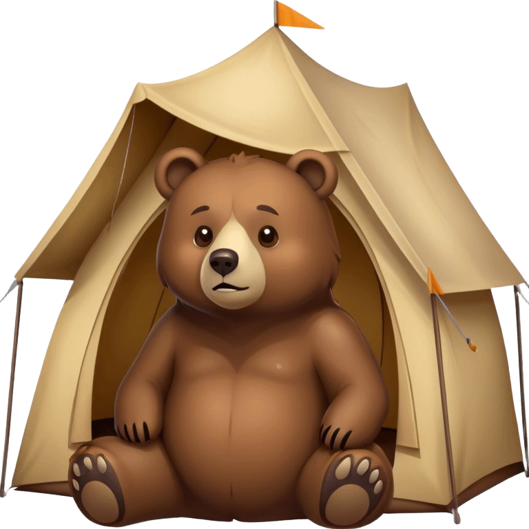 back view of a bear looking a tent emoji