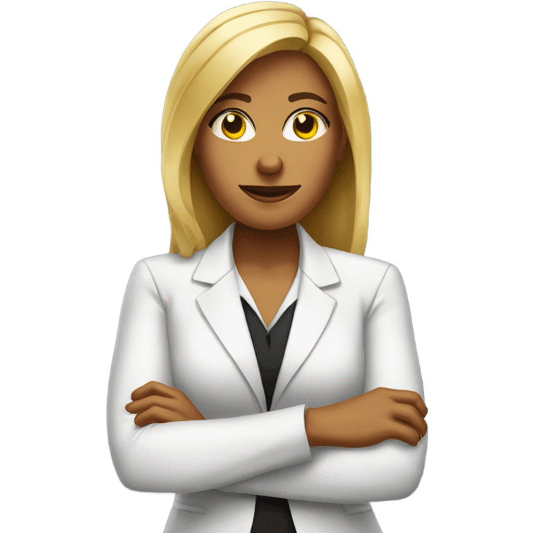 Arms crossed stern face white business woman emoji