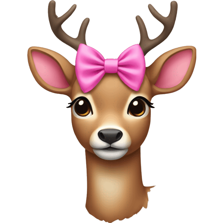 Deer wearing a pink bow emoji