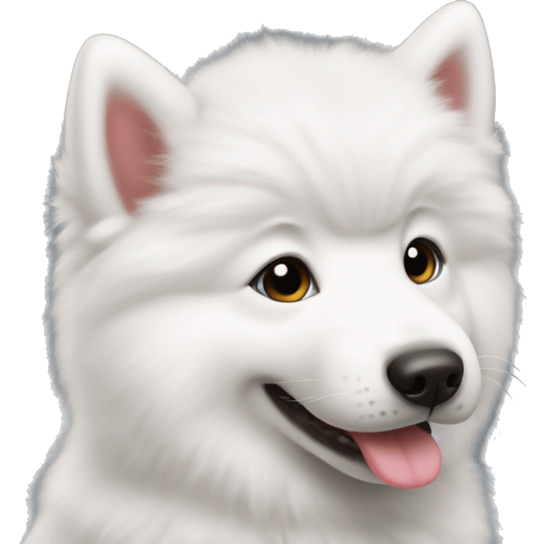 Samoyed puppy with tongue out emoji