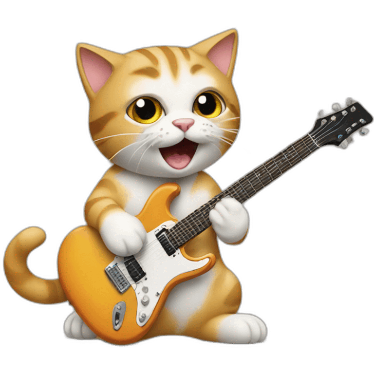 Cat playing a eletric guitar emoji