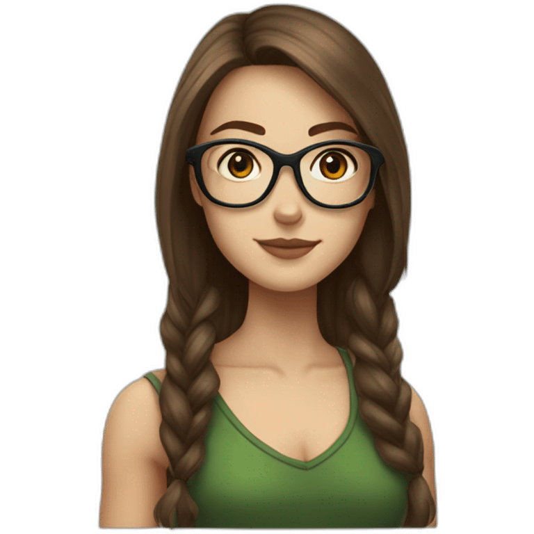 A white Girl with glasses,Brown long hair, grenn dredd emoji