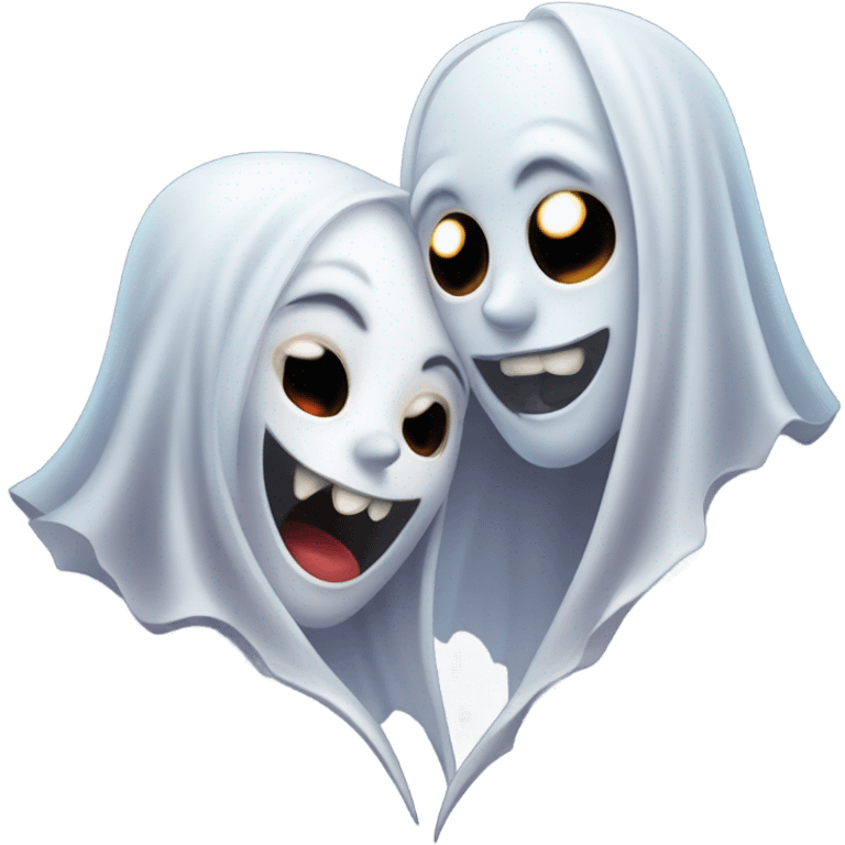 Ghost kissing Mae vampire emoji