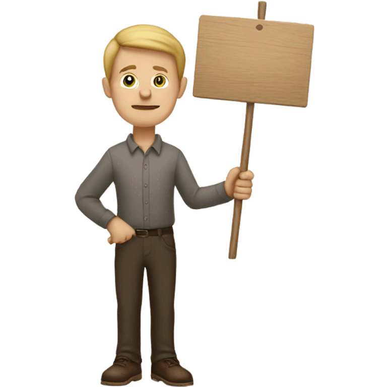 white man holding placard on stick emoji