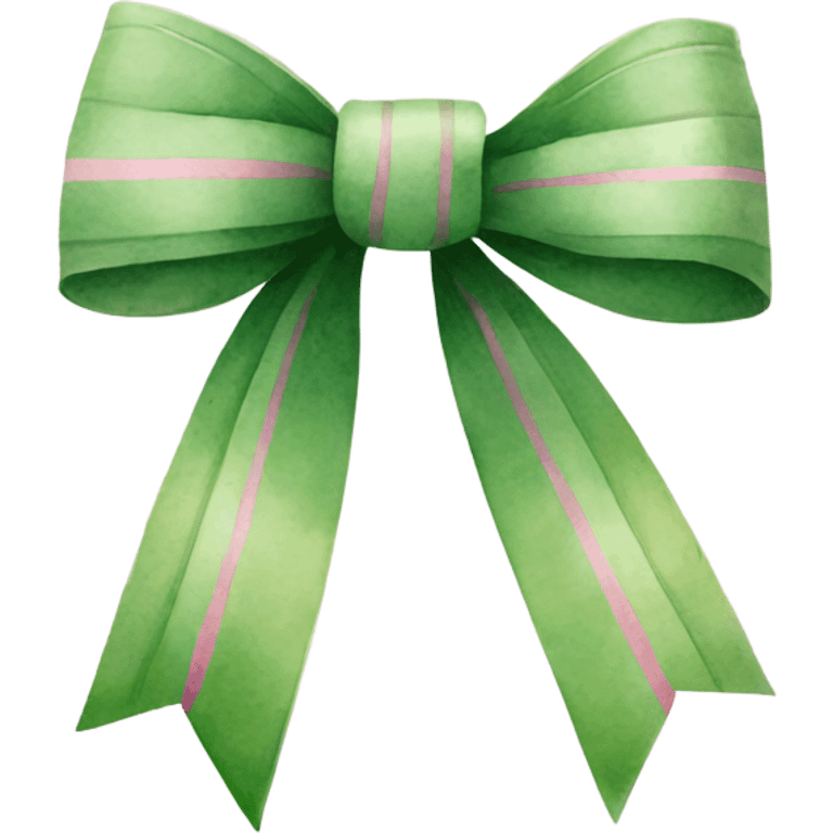 Green Watercolor bow with pink pinstripes emoji