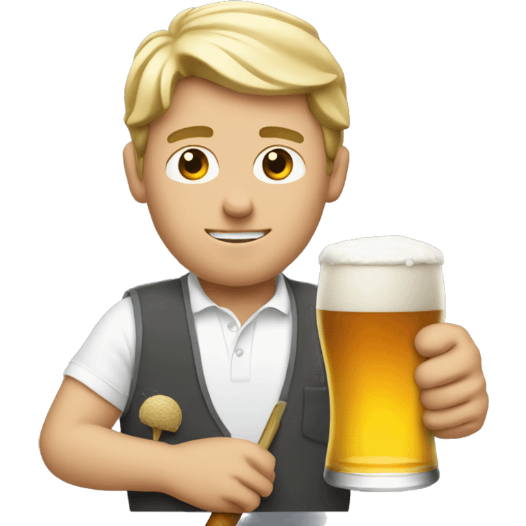 White guy Golfing with a beer emoji