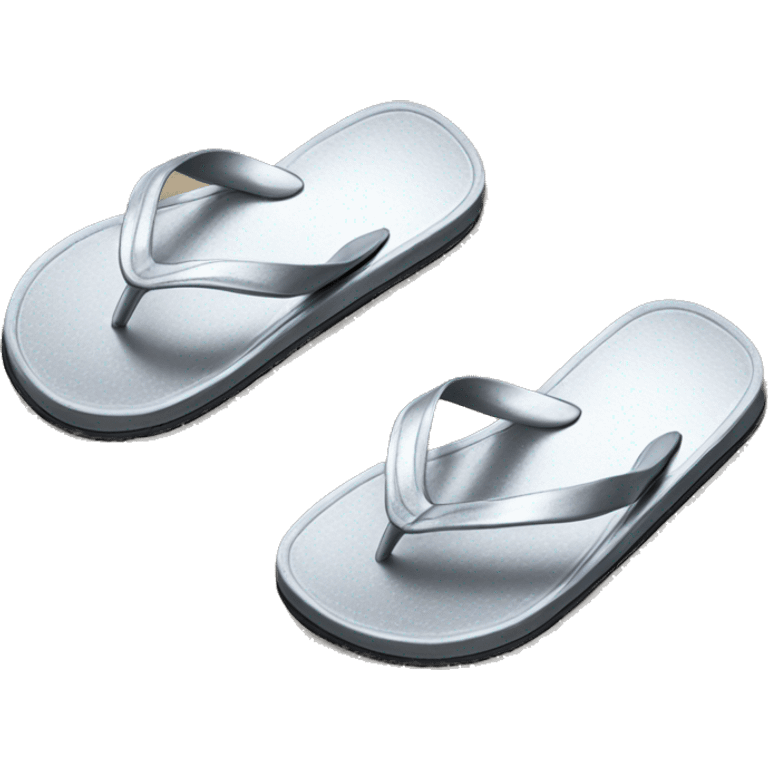 Realistic metallic silver flip flops. emoji