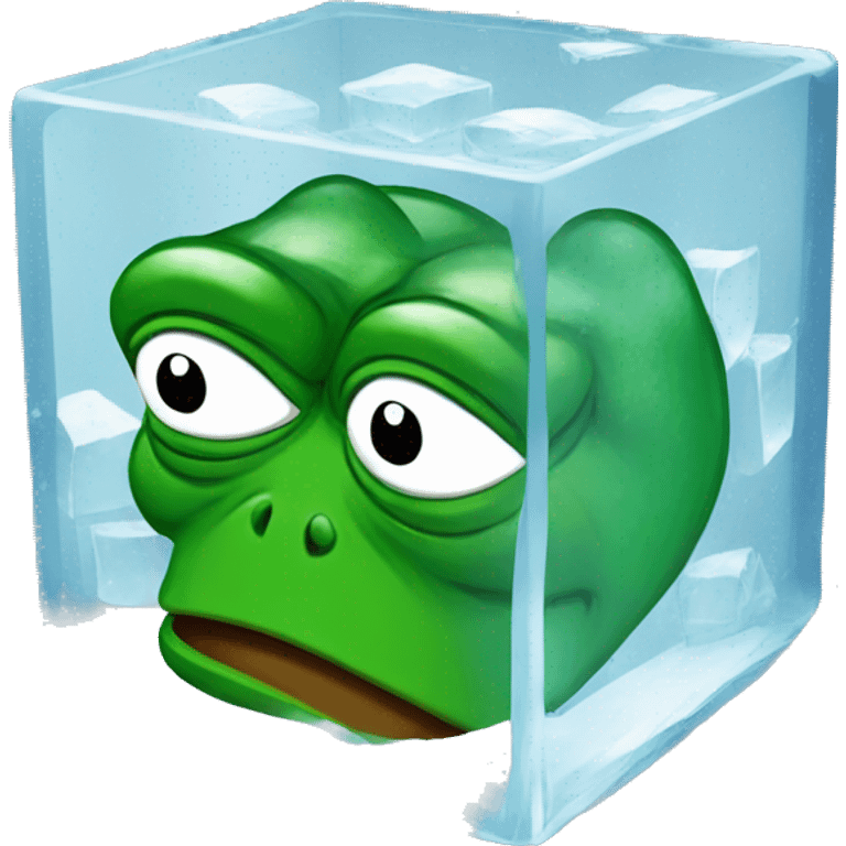 pepe the frog inside an icecube emoji