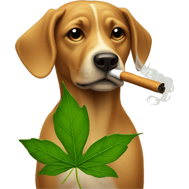 Dog smoking a leaf emoji