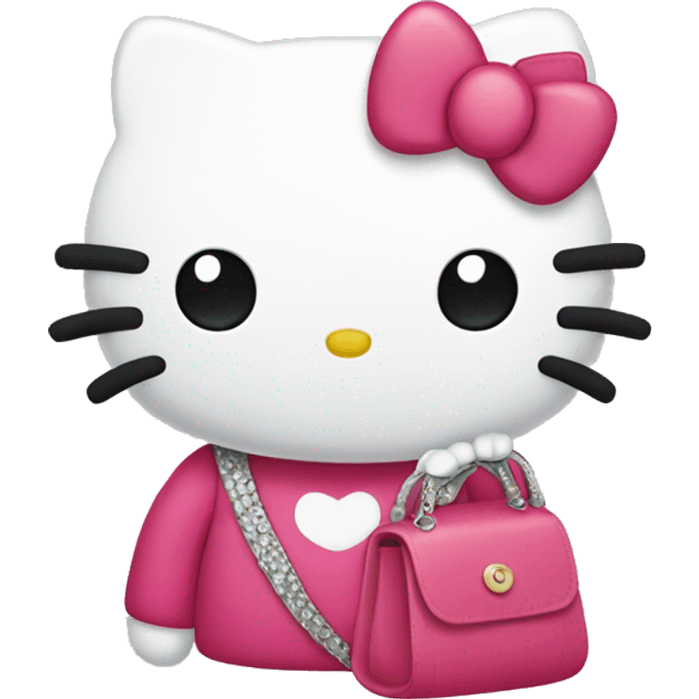 Hello kitty wearing a purse emoji