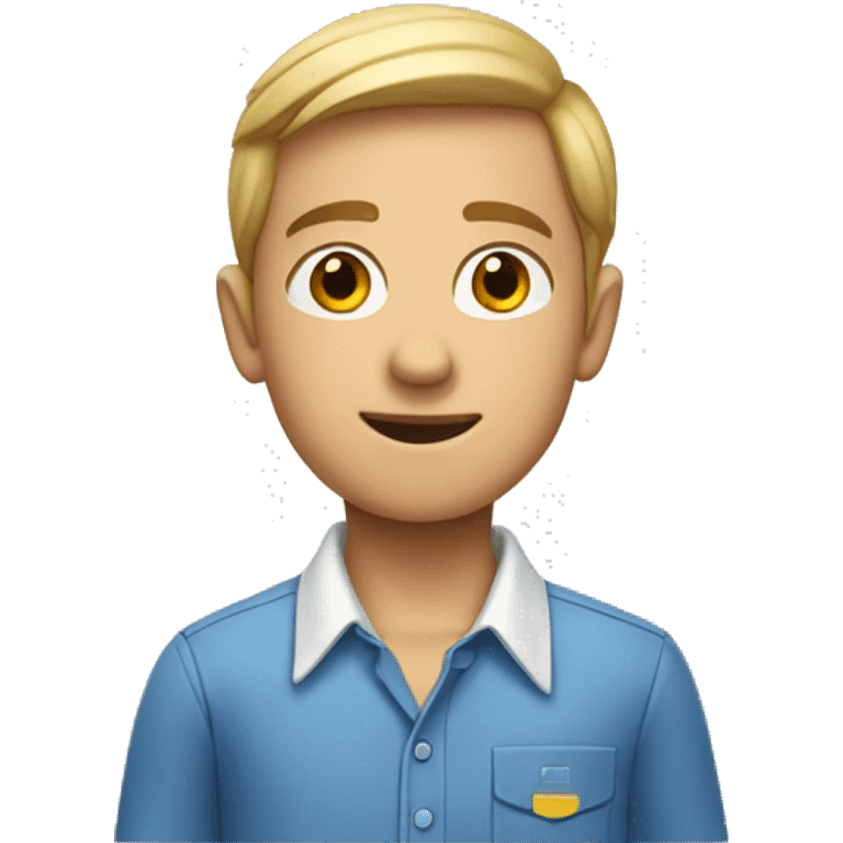 boy in collared shirt with car emoji