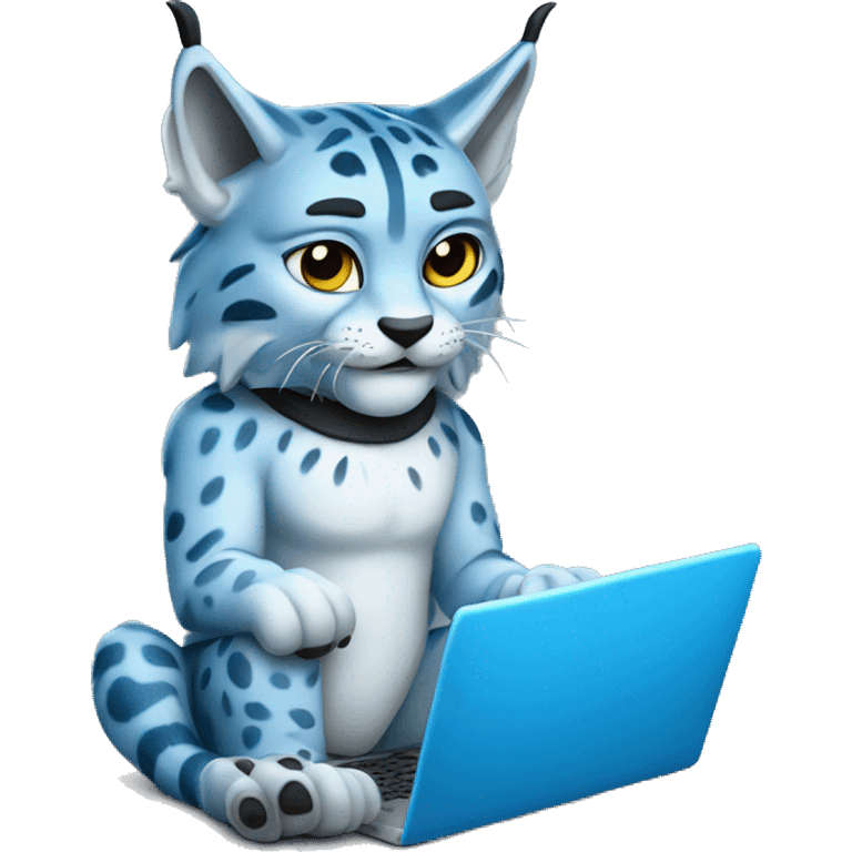 A blue lynx with a laptop emoji