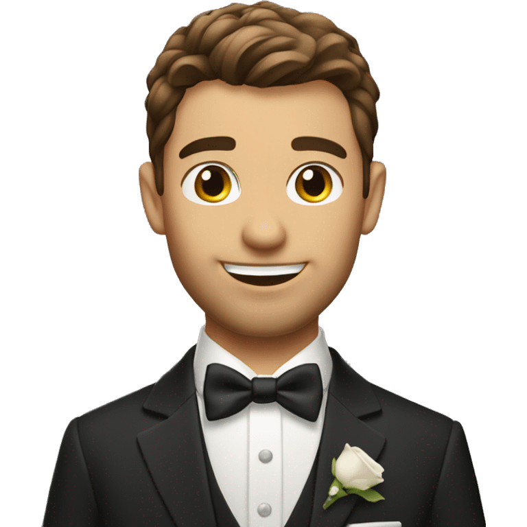 Brown haired and eyed groom with stubble emoji