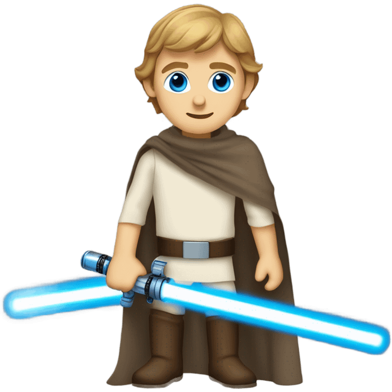 star wars  Luke skywalker with blue eyes holding blue light saber  emoji